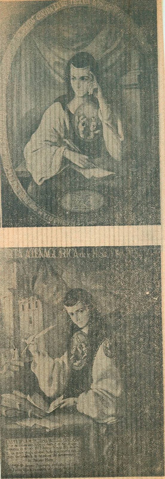 Recorte vertical de periódico con dos reproducciones en blanco y negro
